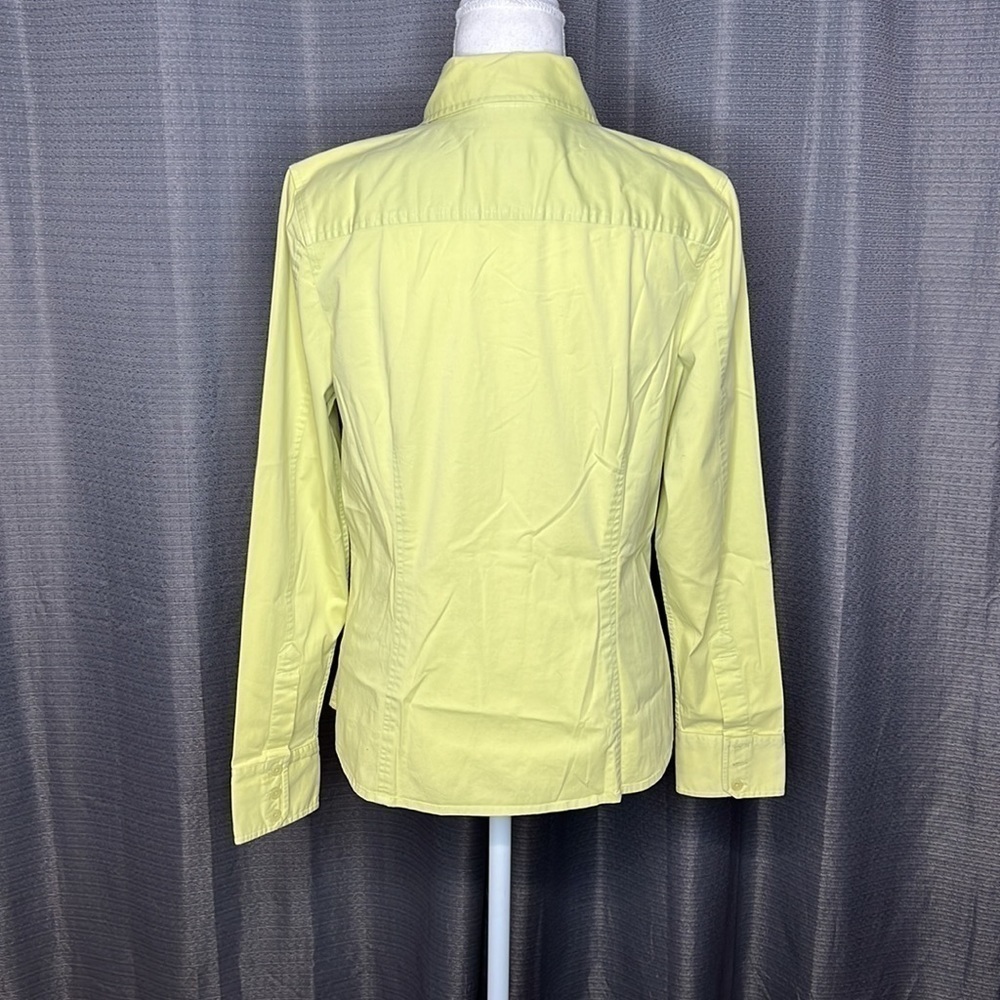 Talbots Stretch Small Lime Green Button Front Shi… - image 4